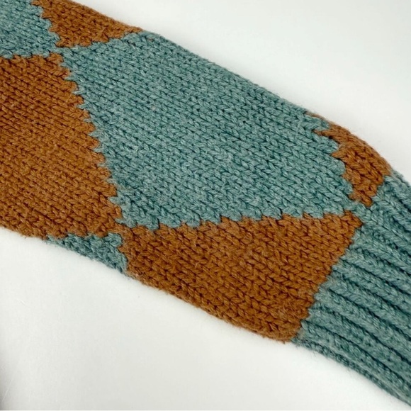 Mini Boden Argyle knit Sweater in teal and brown - Picture 9 of 9